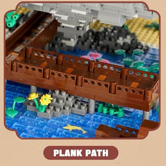 Peach Blossom Bonsai Pond Tree House LED Micro Brick Build Block Set *OPEN BOX* - Picture 4 of 17